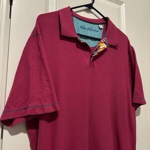 Robert Graham Magenta Classic Fit Short Sleeve Polo Abstract Collar Men's‎ Large